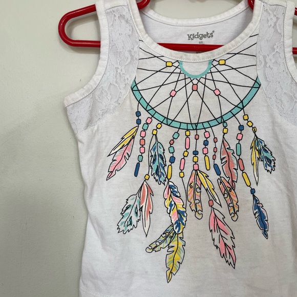 KIDGETS Top Tank Sleeveless Graphic Lace Dreamcatcher Boho Toddler Girl 3T - Picture 2 of 7